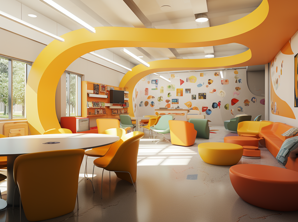 Innovación en la Arquitectura Educativa El color naranja en aulas educativas